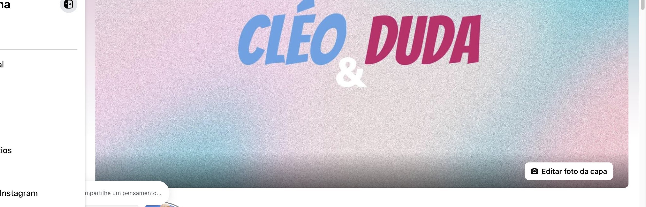 Print da página do Facebook Cléo e Duda com 844 mil seguidores